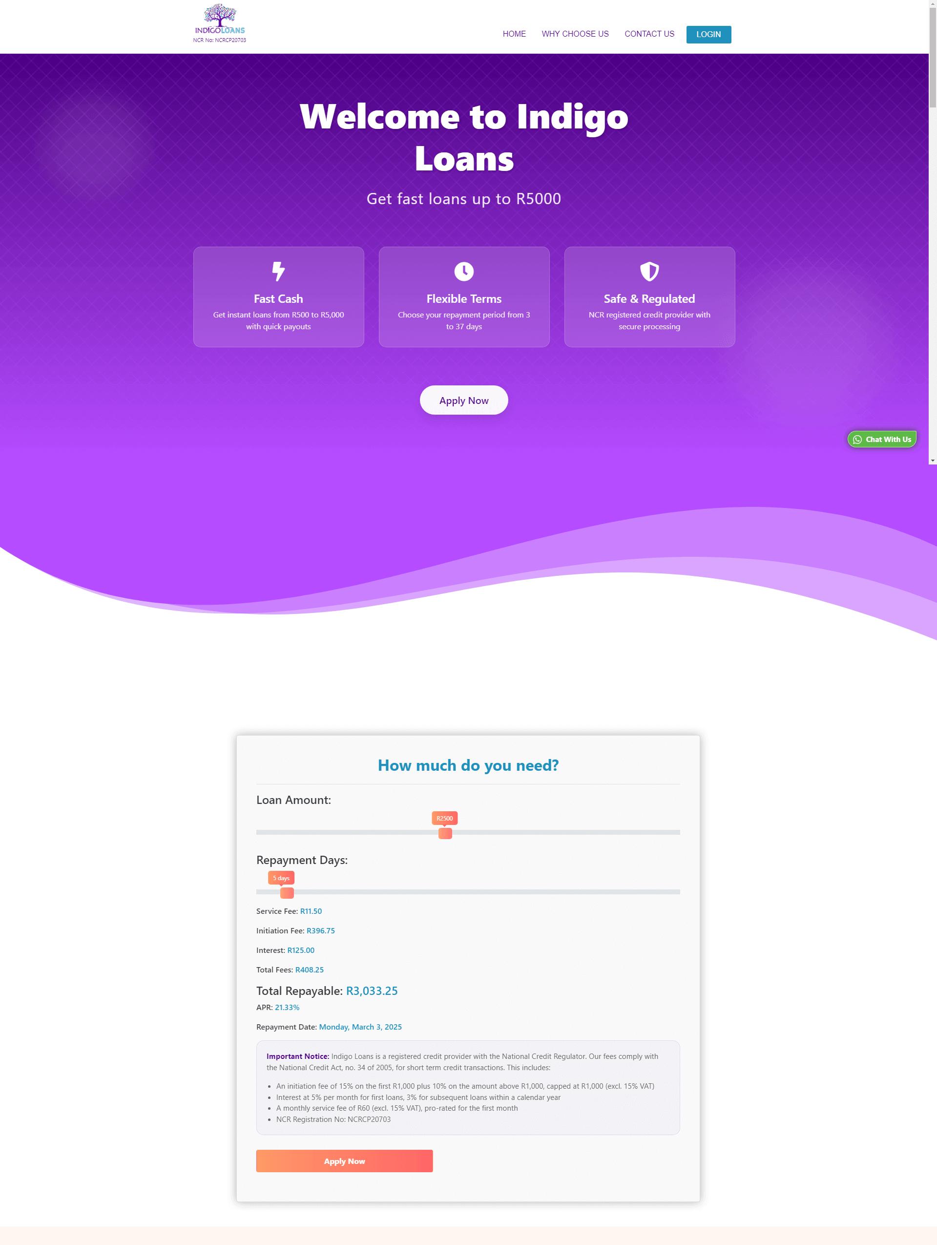 Indigo Loans Website